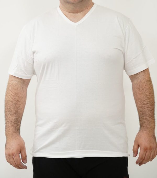 גופיה שרוול קצר 100% כותנה צווארון וי