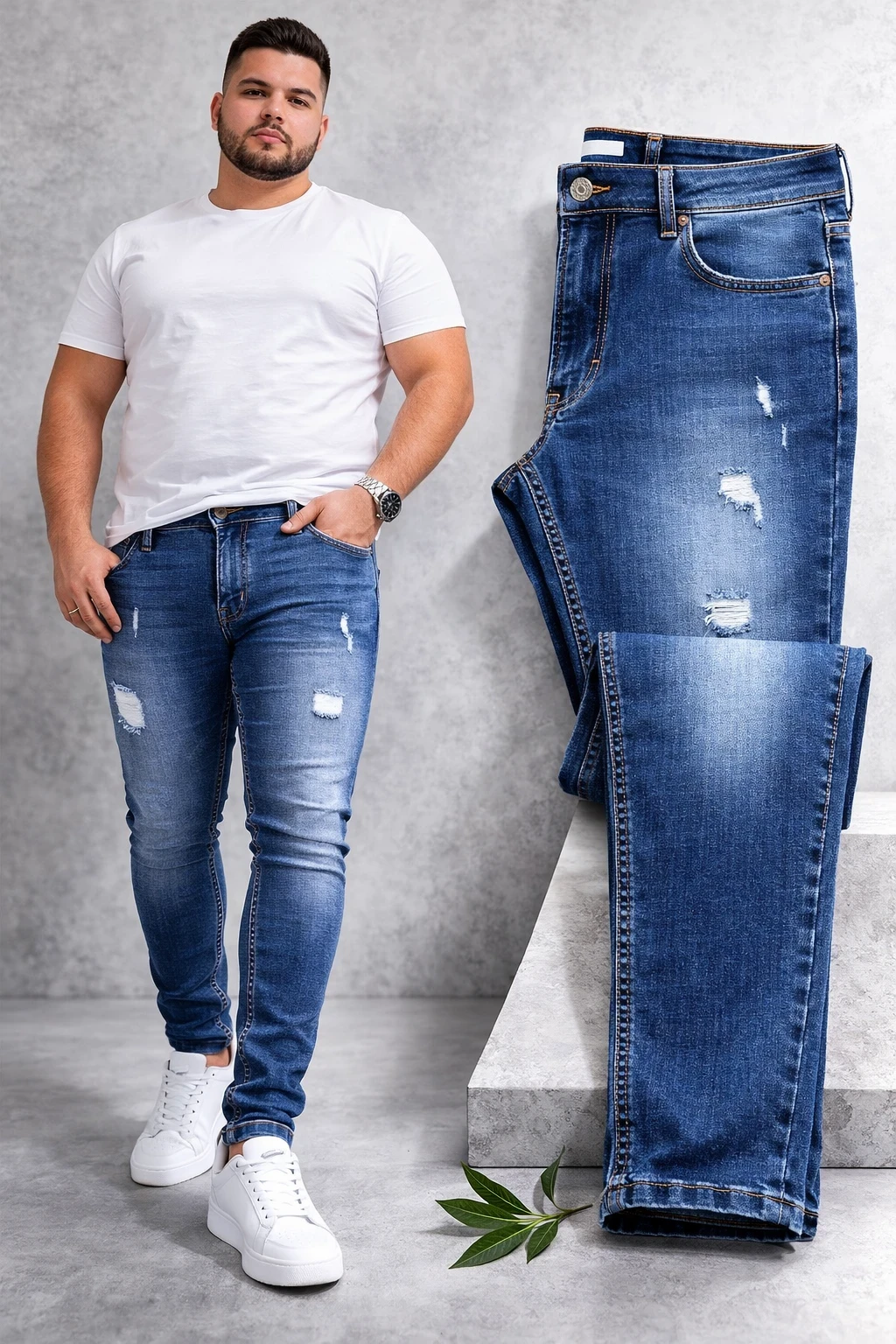 ג'ינס לייקרה סקיני קרעים דגם 20015