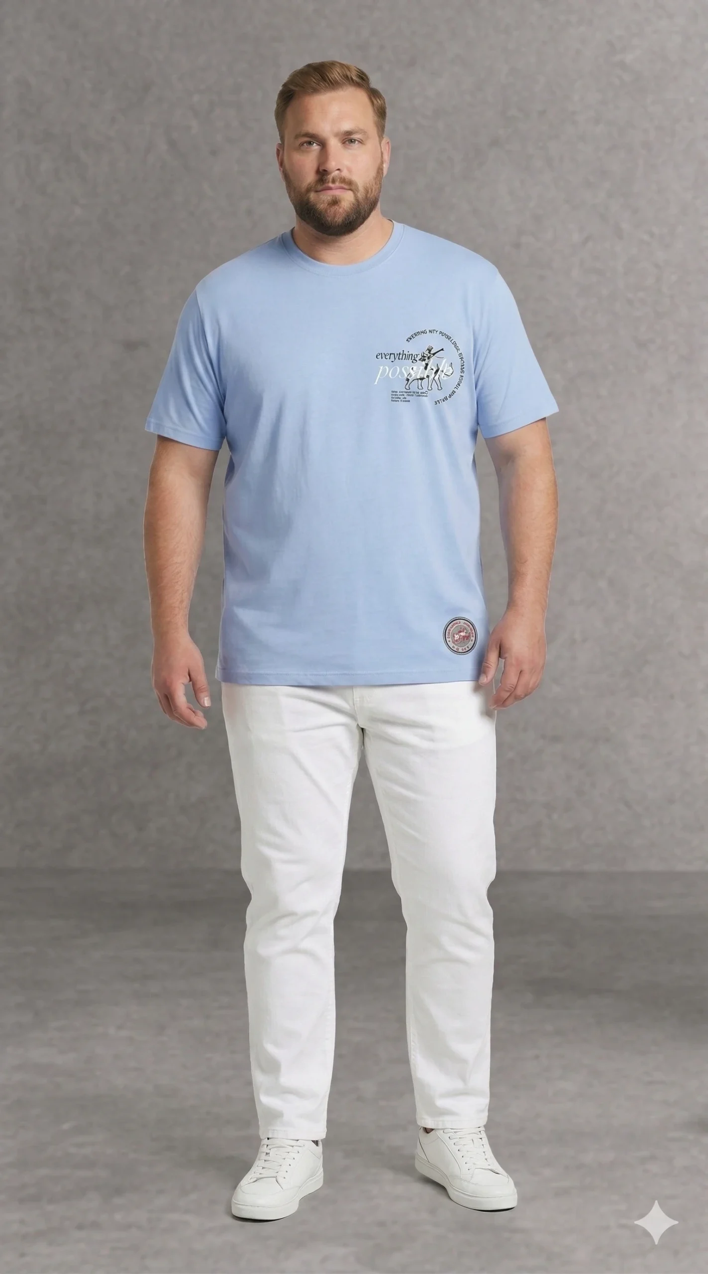 חולצת טי־שירט קלאסית עם טאץ’ מודרני 100% כותנה – תמונה 2