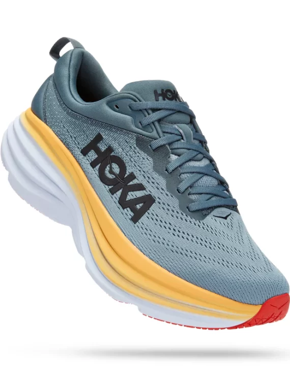 HOKA Bondi 8 Wide - נעלי ספורט גברים הוקה בונדי 8  רחבות  בצבע תכלת אפור/כתום
