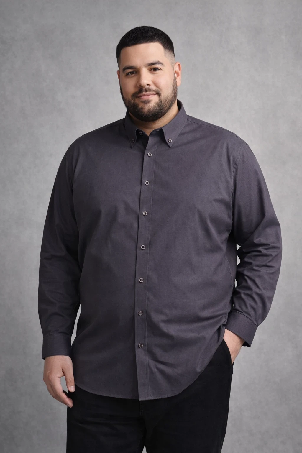 חולצות מכופתרות בד כותנה לייקרה חלק - שרוול ארוך – תמונה 6