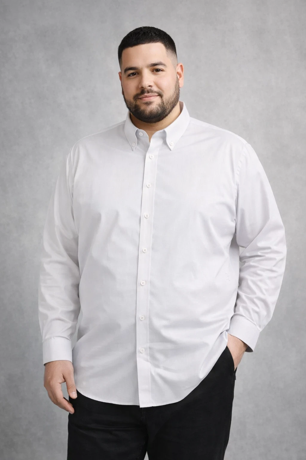 חולצות מכופתרות בד כותנה לייקרה חלק - שרוול ארוך – תמונה 4