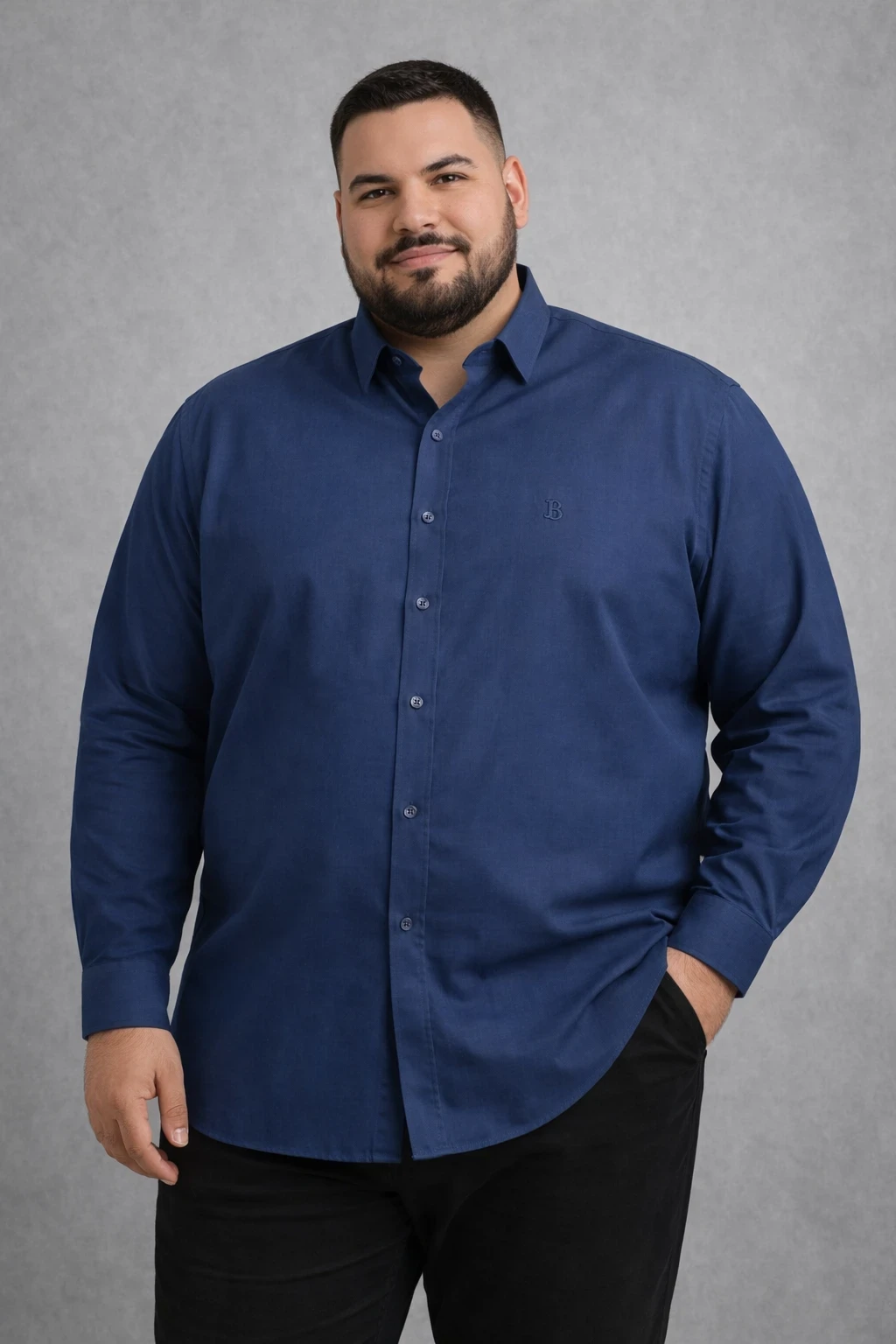 חולצות מכופתרות בד כותנה לייקרה חלק - שרוול ארוך – תמונה 8