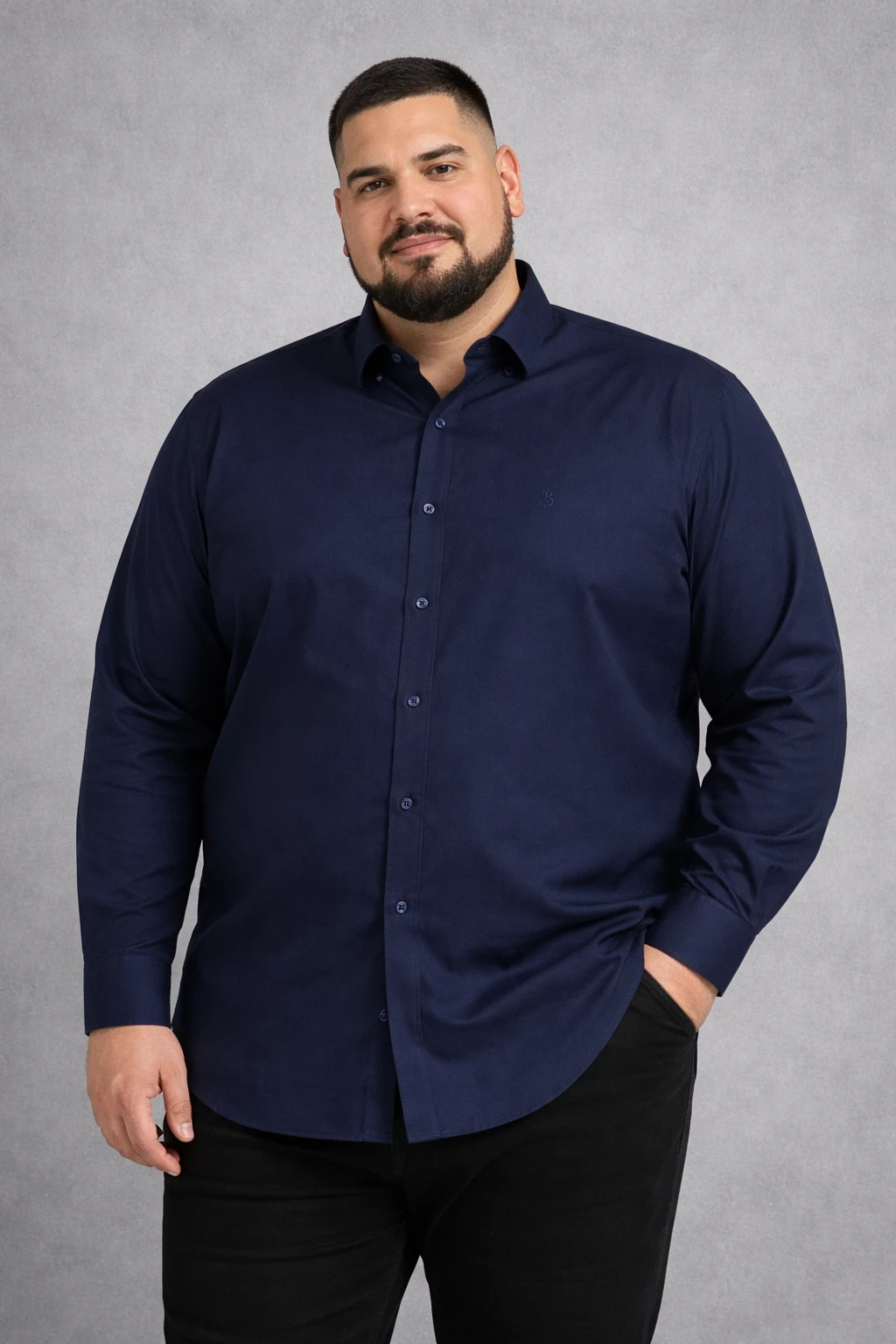 חולצות מכופתרות בד כותנה לייקרה חלק - שרוול ארוך – תמונה 7