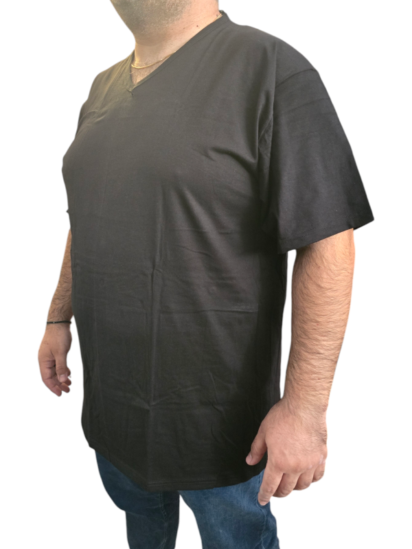 ⁦גופיה שרוול קצר 100% כותנה צווארון וי⁩ – תמונה ⁦4⁩