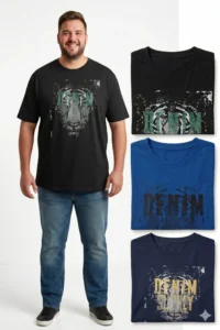 חולצת טי עיצוב מודגש בהשראת DENIM