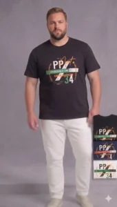 חולצת טי מודפסת 100% כותנה – עיצוב מודרני עם נוכחות